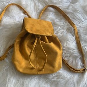 Golden faux suede backpack